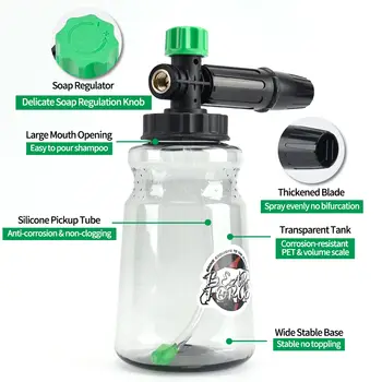 適用於 Portland Husky Ryobi Greenwork 的壓力清洗機泡沫炮泡沫發生器雪泡噴槍,帶有 1/4 英寸快速接頭 10 最佳銷售 雪泡 - №2