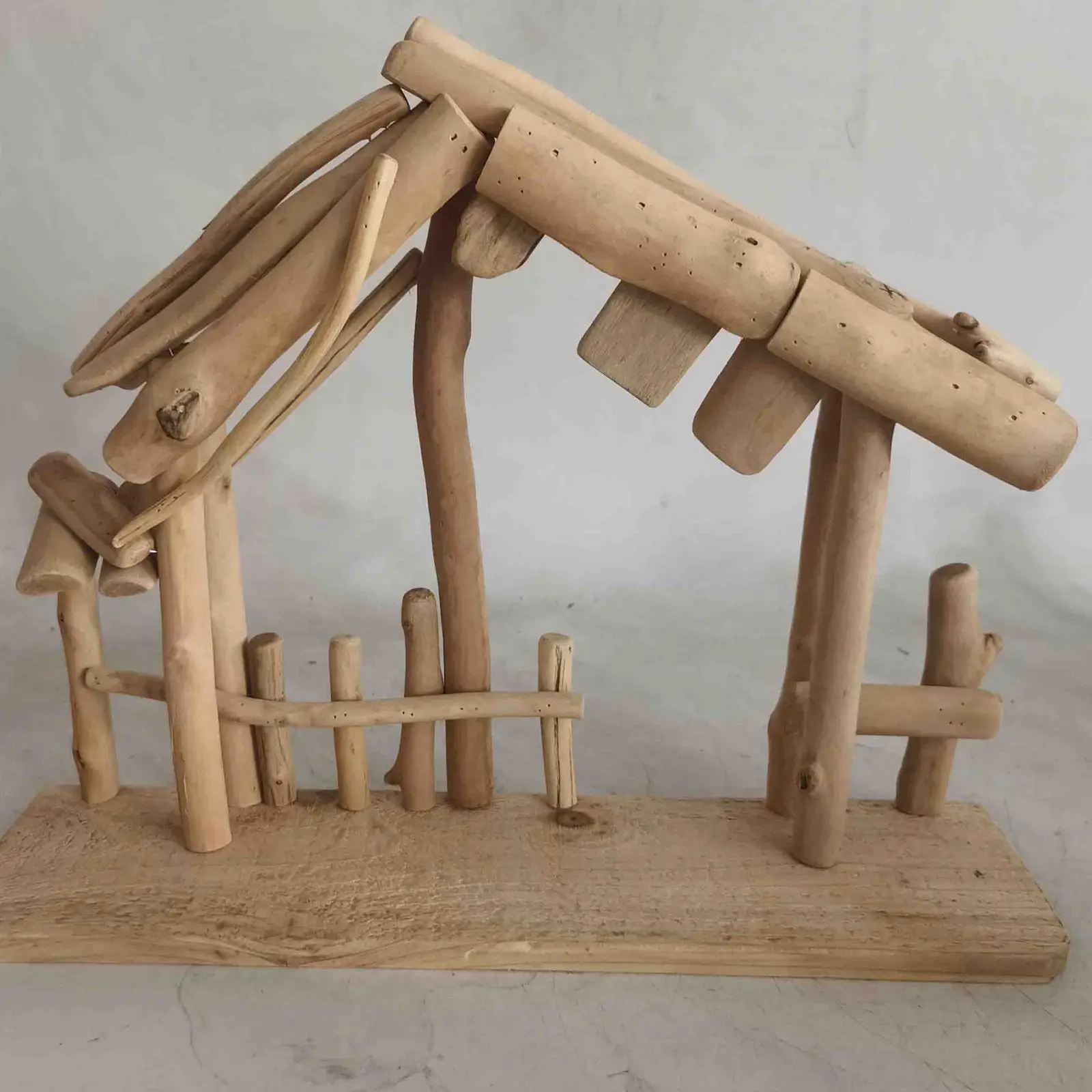 Wooden Christmas Nativity Scene Without Figurine Festive Home Desk Decoration Collectable Nativity Creche Stable
