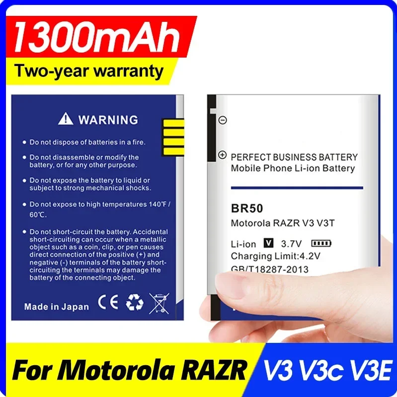 1300mah Br50 Battery for Motorola Razr V3im V3 V3i V3c V3e V3m V3t V3z Pebl U6 Prolife 300 500 Phone