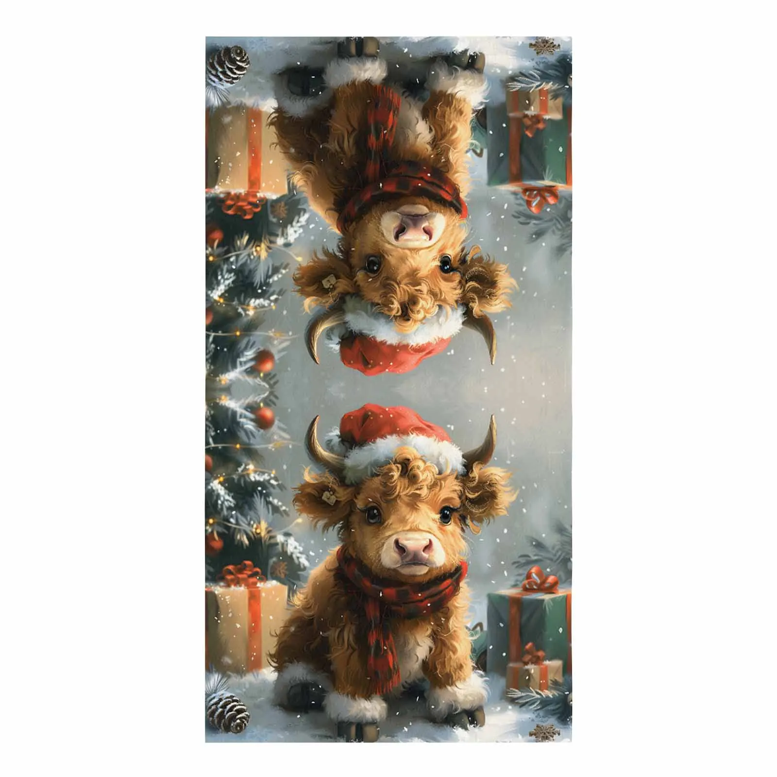 Christmas Gift Yak Oil Painting Retro Microfiber Towel Absorbent Kitchen Cleaning Cloth Dish Towel Household Cleaning Towel