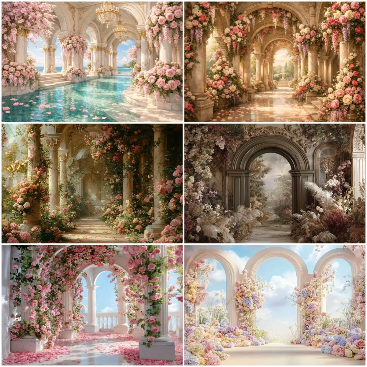 

Floral Arch Wedding Party Backdrop Elegant Butterfly Flower Garden Decor Banner Birthday Mitzvah Photoshoot Background Studio