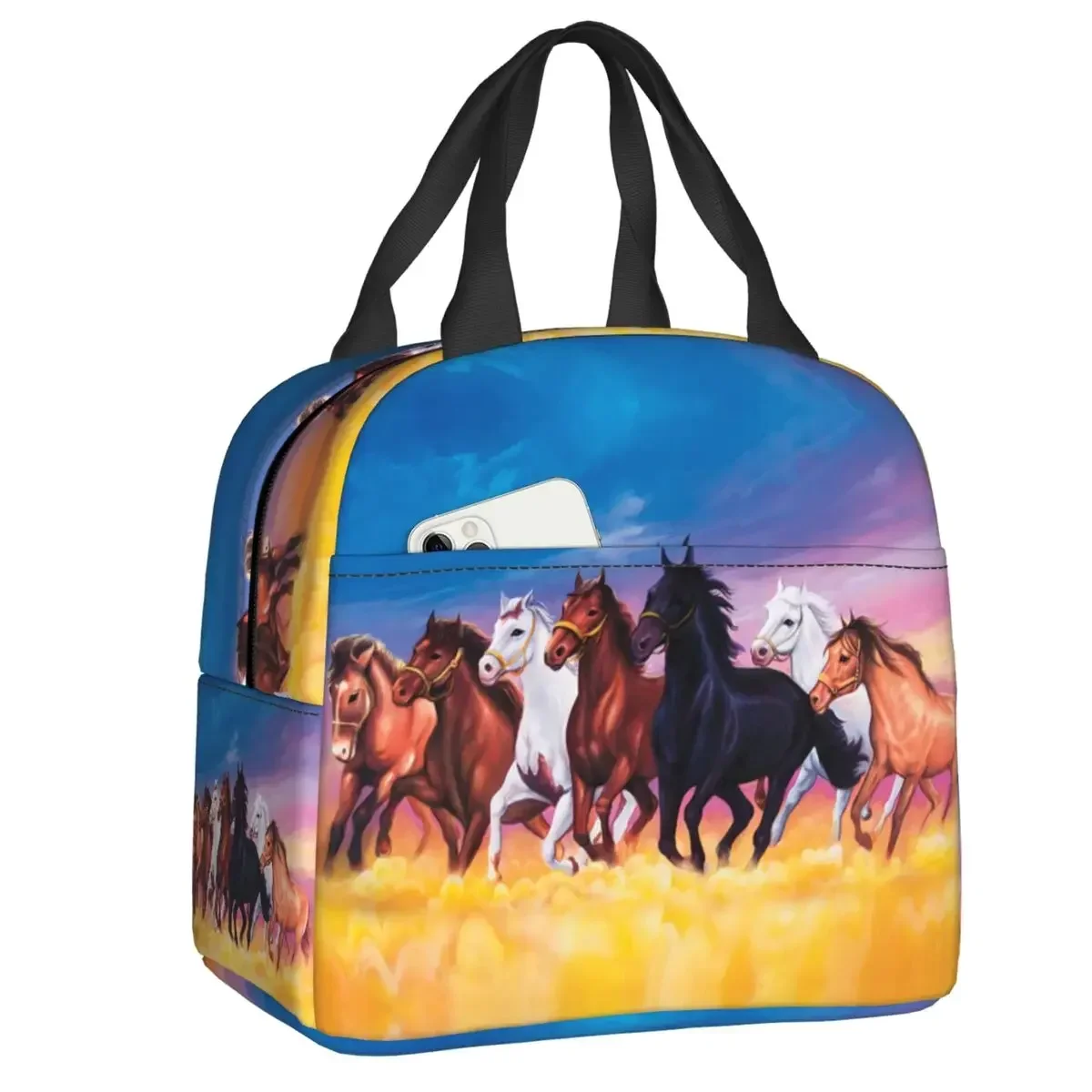

Сумка для обеда Seven Running Horse для школы, офиса, животных, водонепроницаемый изолированный холодильник для пикника, термобокс для обеда, женские и детские сумки-тоут