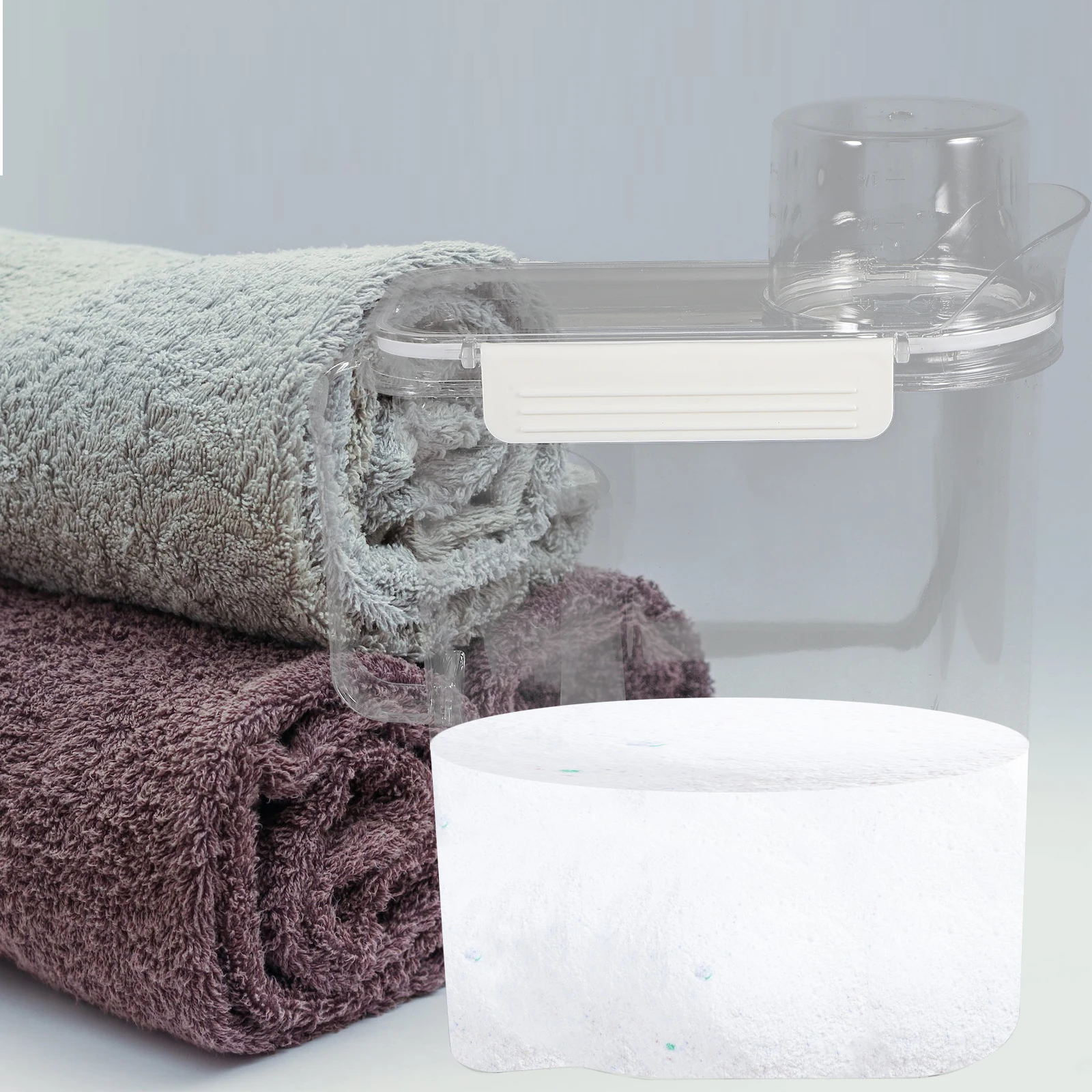 

Laundry Detergent Storage Box Soap Bucket Refillable Holder Cover Plastic Container Transparent Sub Lotion Powder Guest Bathroom