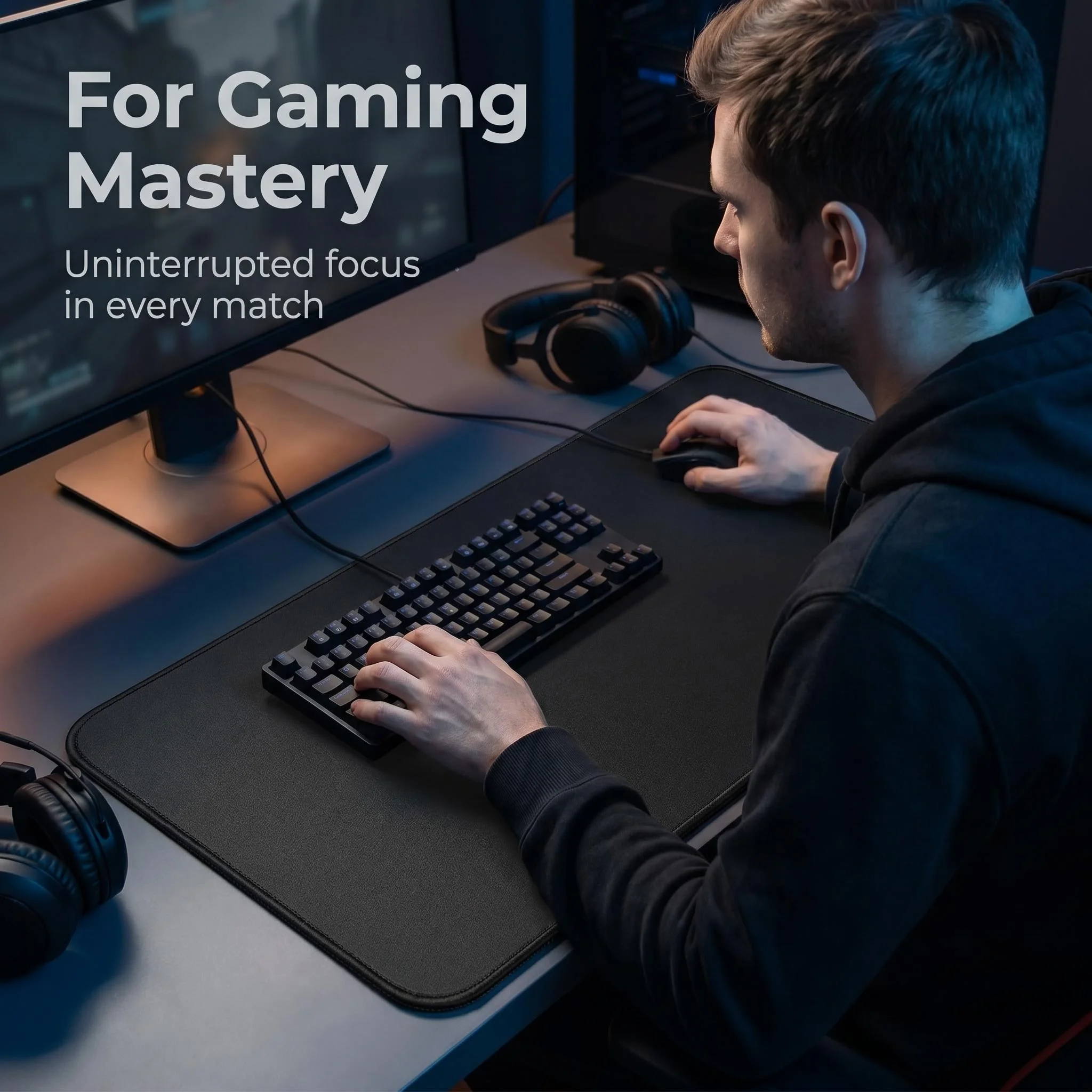 Large 90x40cm Gaming Mouse Pad Extended Desk Mat with Stitched Edge Non-Slip Rubber Base for PC Laptop Office And Home Use