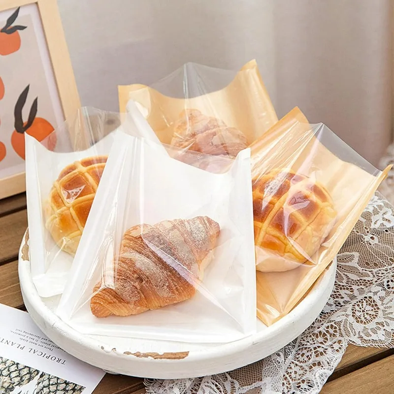 100/200 Buah Tas Kertas Kraft Sekali Pakai Tas Kertas Roti Panggang Tahan Minyak Roti Kue Sarapan DIY Tas Kemasan Natal
