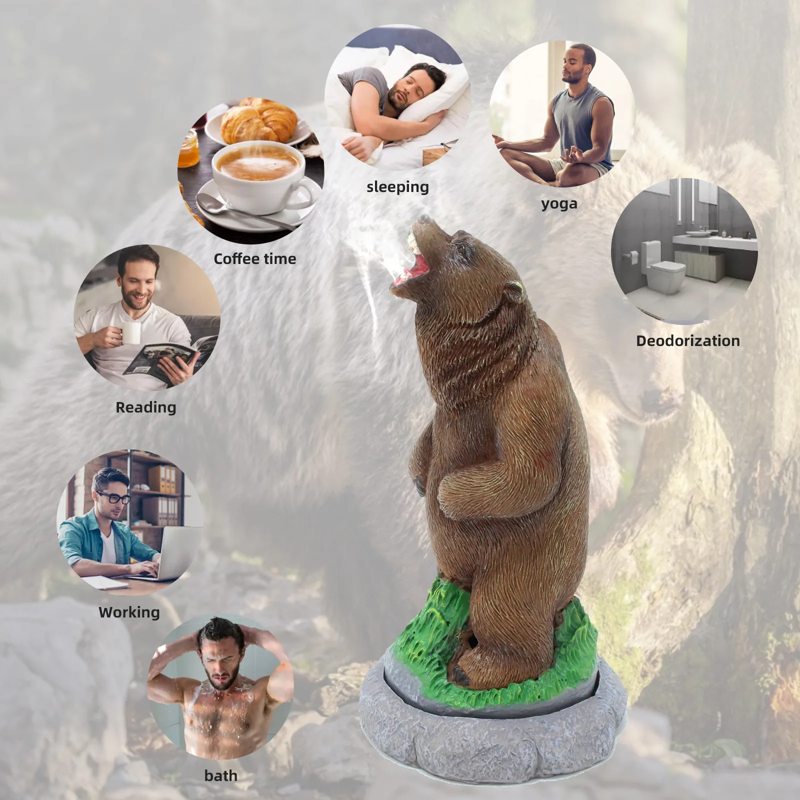 

Resin Bear Incense Burner - Cartoon Aromatherapy Decor for Home & Office