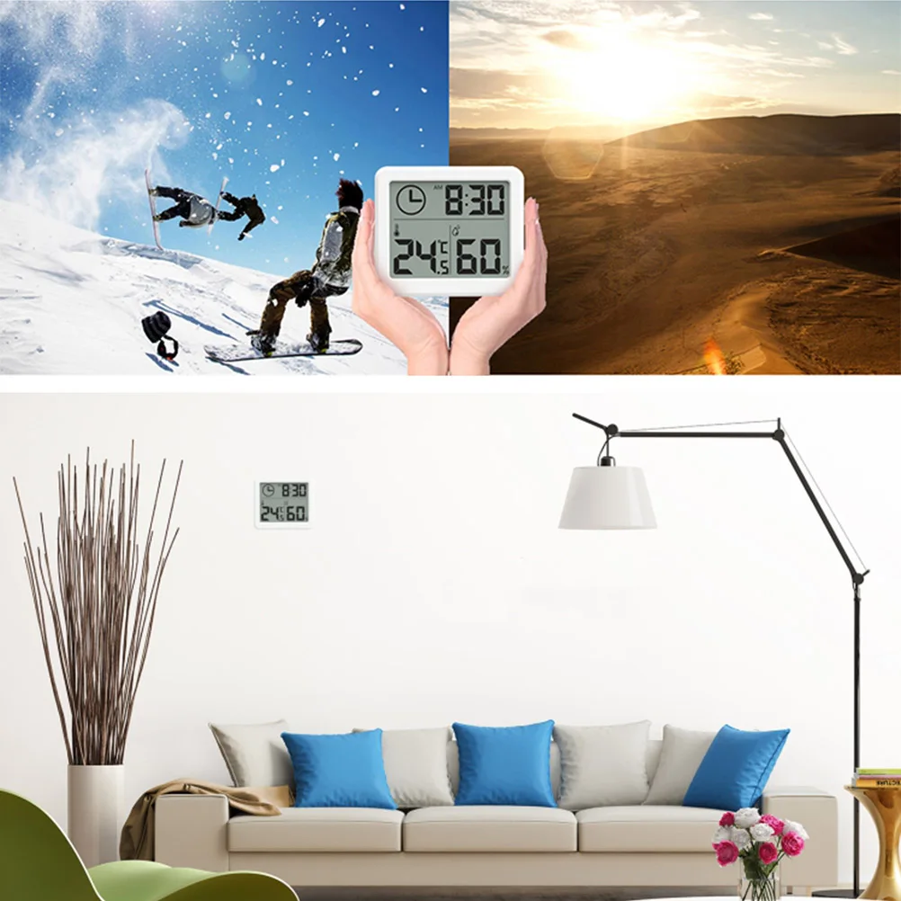 

Digital Indoor Thermometer Hygrometer Home Temperature Humidity Monitor Lightweight Durable 12H Clock Max Min for Bedroom