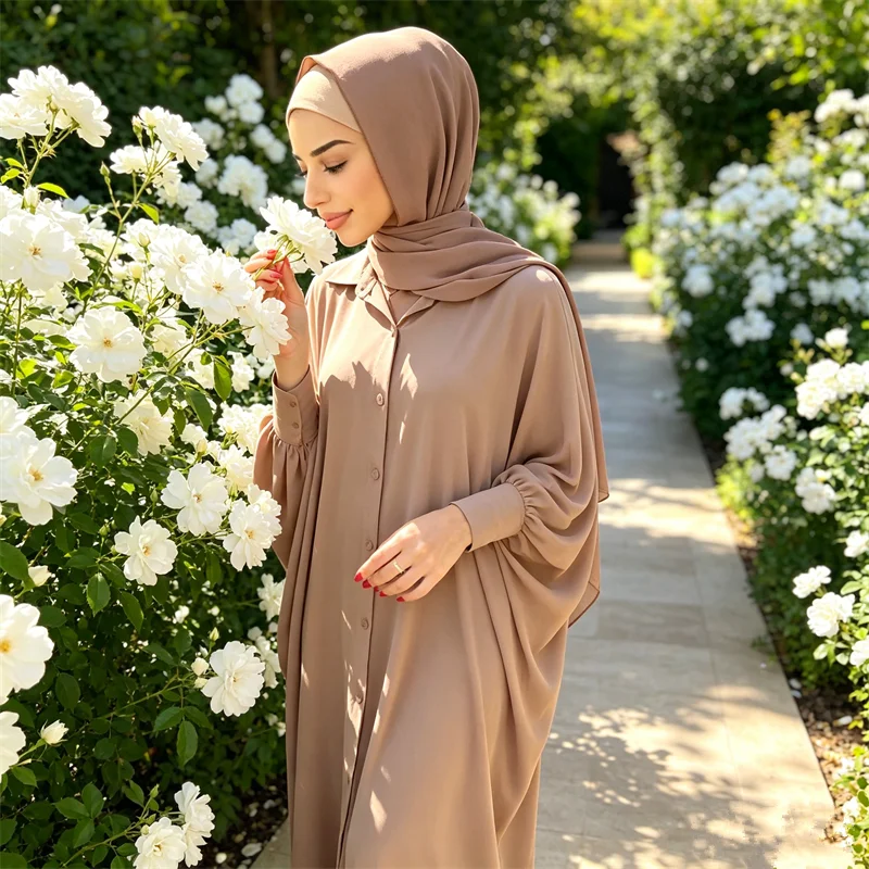 

Djellaba Eid Ramadan Muslim Dress Women Batwing Abaya Islamic Clothing Kaftan Robe Arab Caftan Gown Modest Abayas Prayer Garment