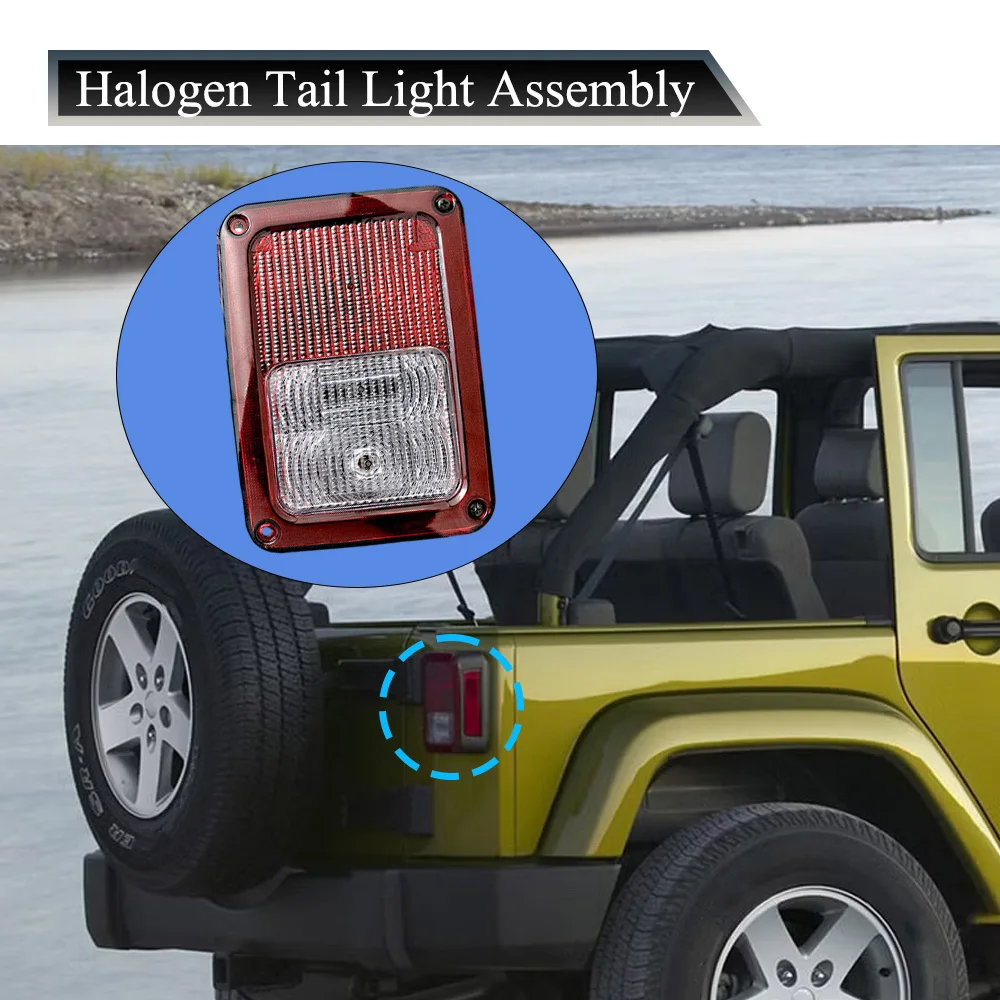 

For Jeep Wrangler JK 2007 2008 2009 2010 2011 2012 2013 2014 2015 2016 2017 Halogen Tail Light Assembly 55077891AE 55077890AE