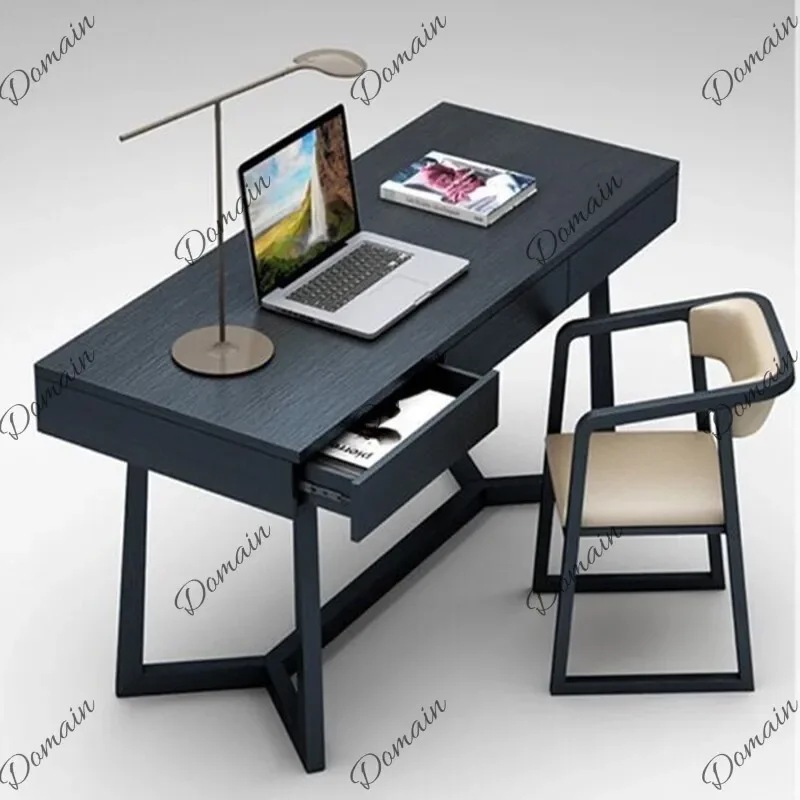 J81 New Arrival Desktop Computer Desk Black Oak Wood Piano Paint Simple Fashion Writing Table