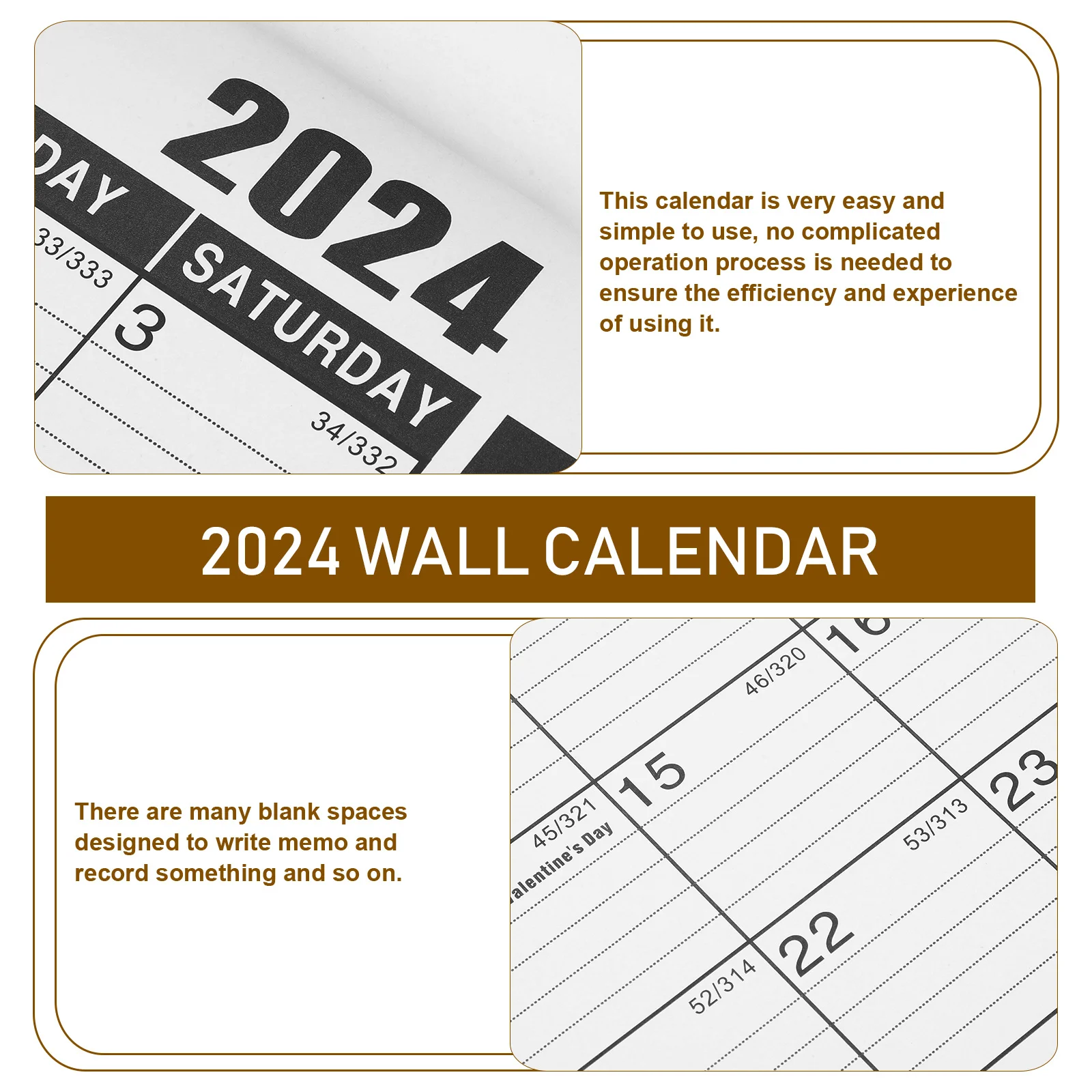 

18pcs English Wall 2024 Monthly Hanging Calendar For Office Home Daily Use Noting Room Calendar Household Supplies Printing
