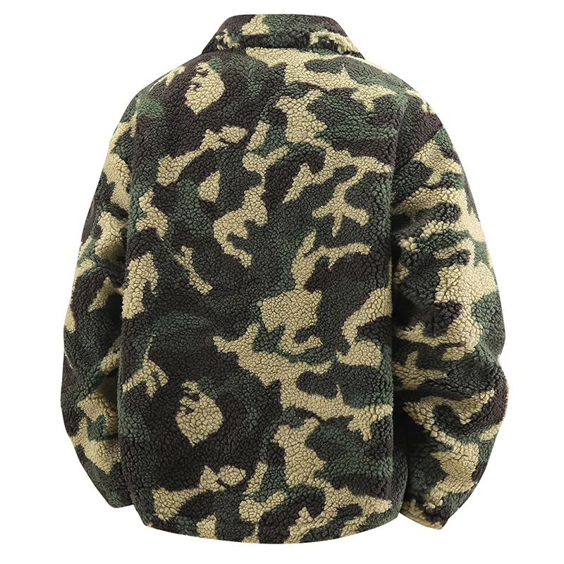 Giacca invernale imbottita in cotone caldo ispessito Risvolto in stile europeo Capispalla accogliente in pelle di agnello retrò americana casual per il 2025