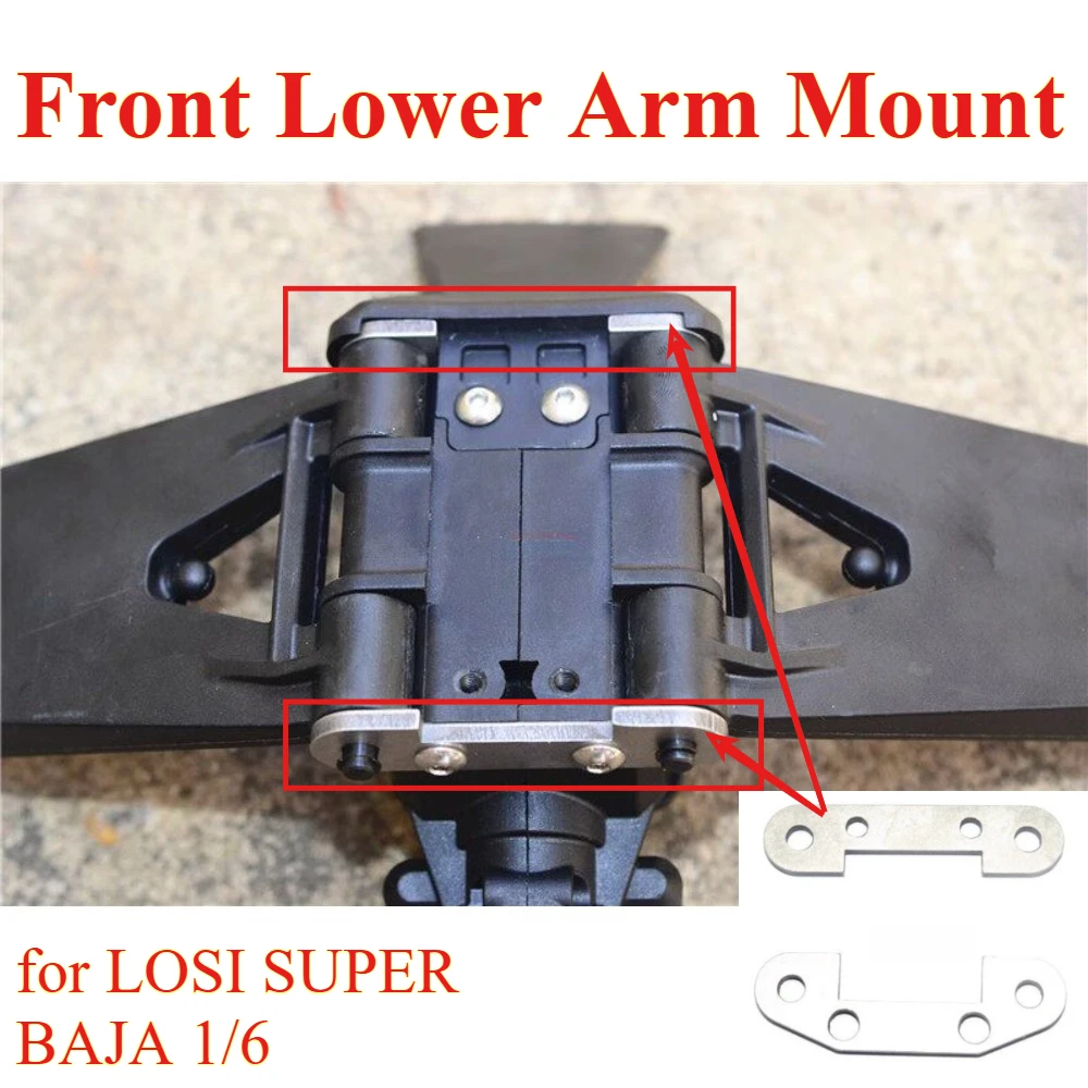 RC Parts Stainless Steel Front Gearbox Bottom Plate Front Rear Lower Arm Mount for LOSI SUPER BAJA 1/6  custom size Accessory