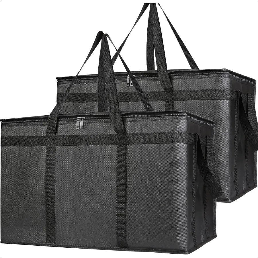 Paquete de 2 bolsas aisladas para entrega de alimentos XXXL, bolsas enfriadoras para compras de comestibles, Catering, Pizza, portador de espuma de poliestireno frío y caliente para Doordash Trav