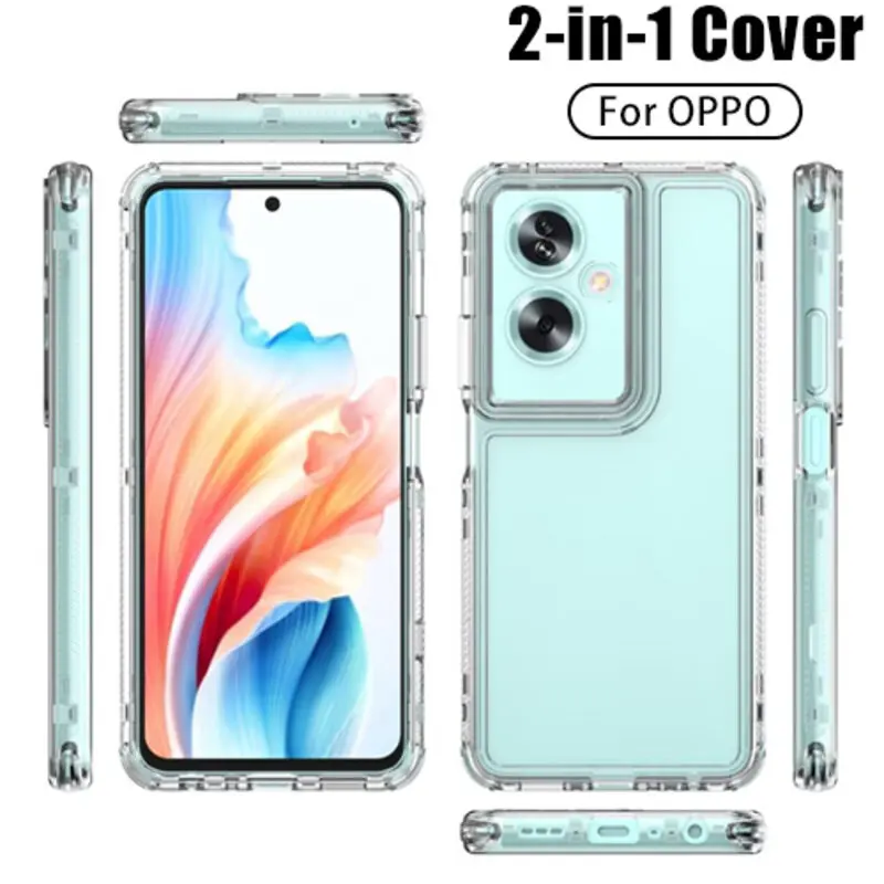 

360° Full Body Clear Phone Case For Oppo A79 A78 A58 A38 A18 Shockproof Case For Oppo Reno 10 12 Pro 5G PC+Acrylic Bumper Cover