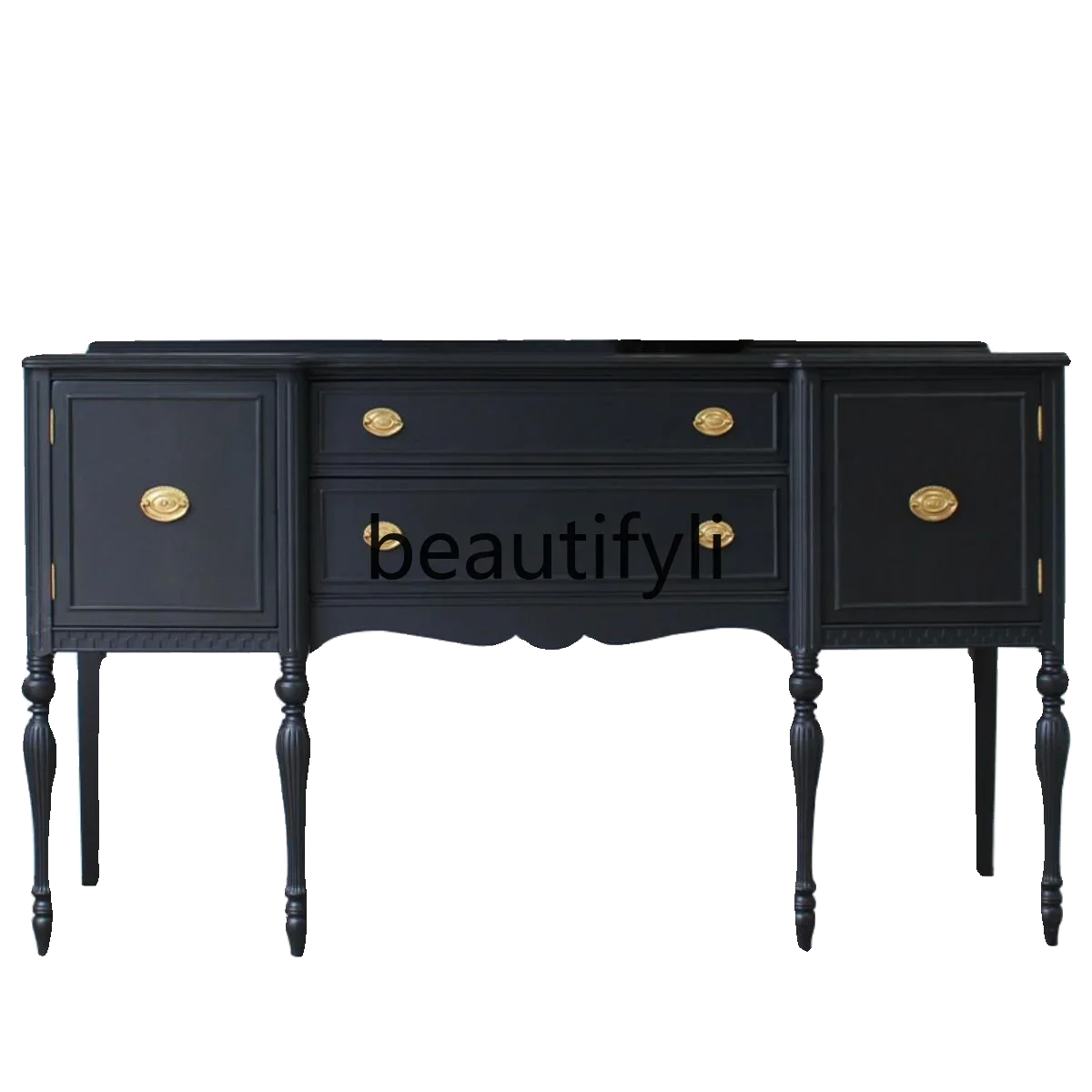 

A16 French retro black solid wood porch cabinet living room partition locker decorative cabinet