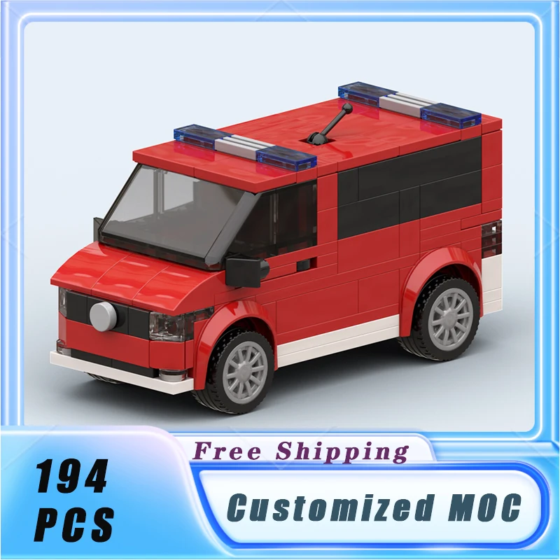 MOC Building Blocks Fire Emergency Medical Treatment Vehicle Originality Model Bricks Sets Assemble Display Children's Toys Gift