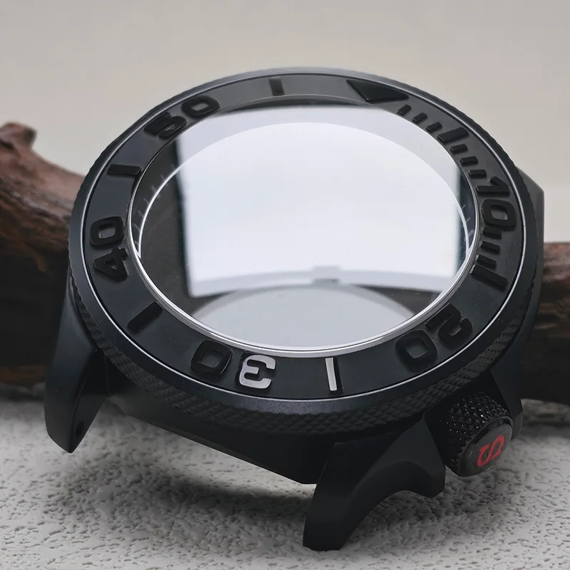 41mm SKX007 Watch Case Matte Sandblasted Black High Domed Sapphire Crystal Anti-Fingerprint Fits NH34 NH35 NH36 4R 7s Movements