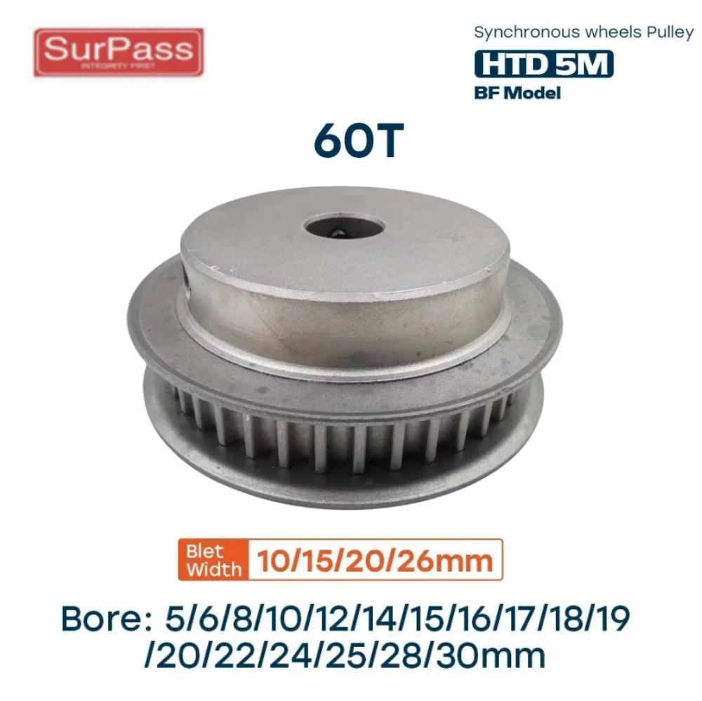 

BF Type 60Teeth HTD 5M Timing Pulley Bore 5/6/8/10/12/12.7/14/15…30mm for 10/15/20/26mm Width Belt Used In Linear Pulley 5GT
