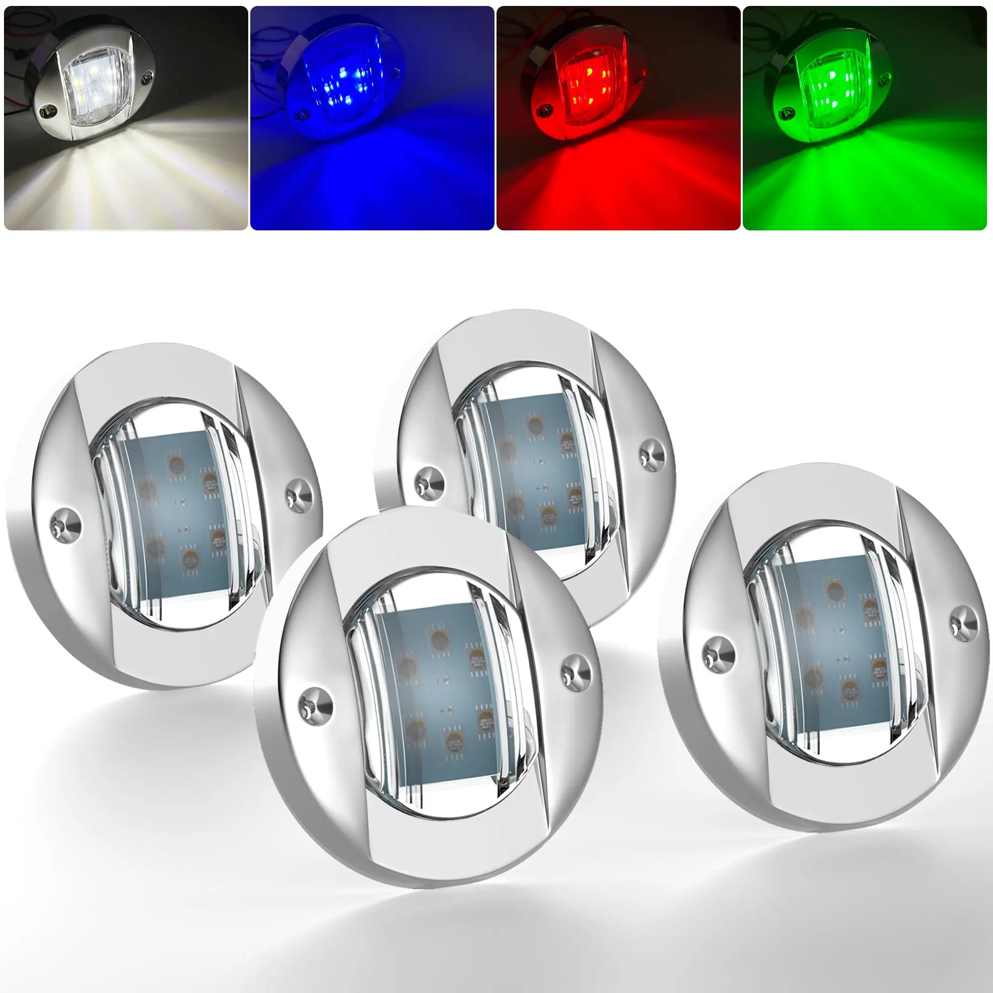 3 Inch 6LED Round Marine Boat Courtesy Light 12V Transom Stern Anchor Deck Lights for Yacht Dinghy Sailboat Pontoons Freighters