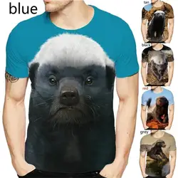 Africa Honey Badger Graphic T Shirt for Men Funny Animal 3D Ratel Printed Tee Shirts Womens Clothing Cute Kids Short Sleeve Tops