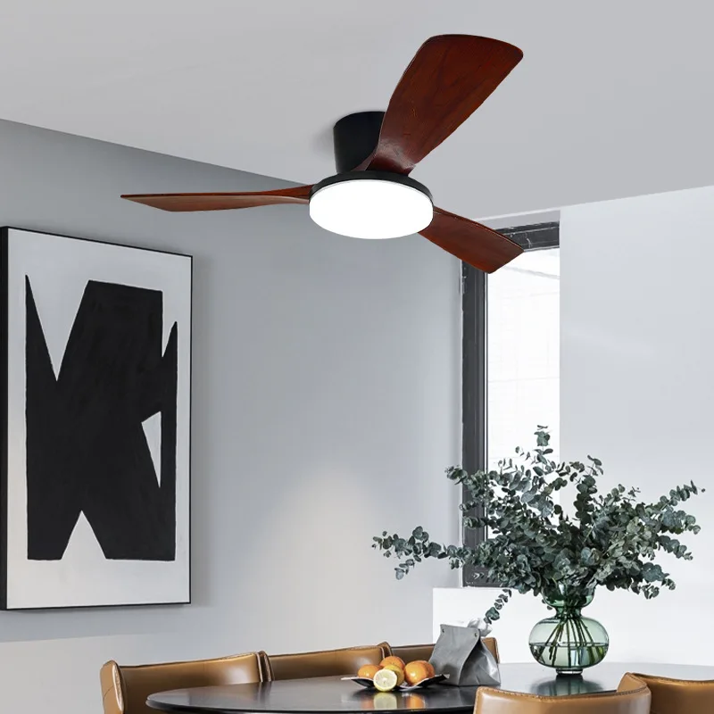 Wood Ceiling Fans With Light 42 52 Inch DC 35W Led Light Remote Control Living Bedroom Ceiling Fan With Lights 220V 110V Fans