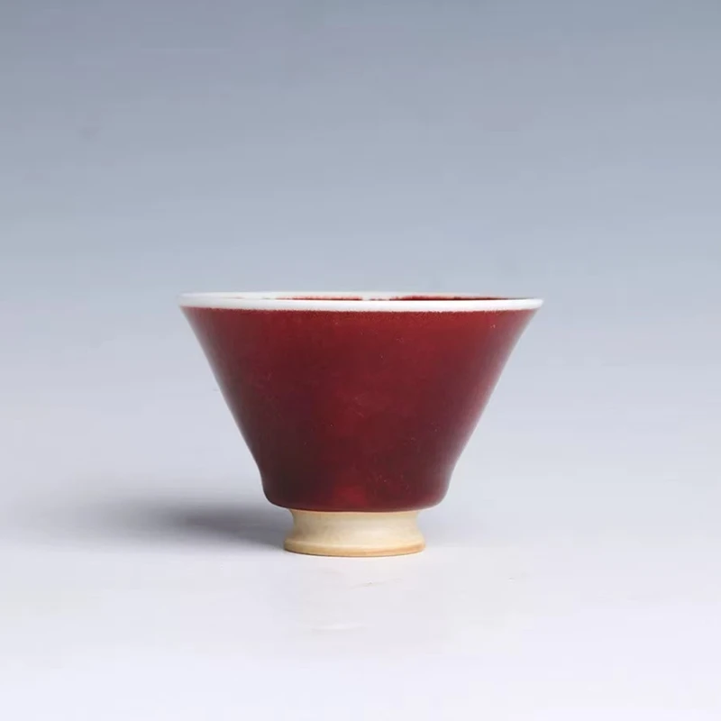 

Jun Kiln Coal-Burned Lustrous Chicken Blood Red Color Transformation High-quality Handcrafted Creative Teacup by Wang Dongxu