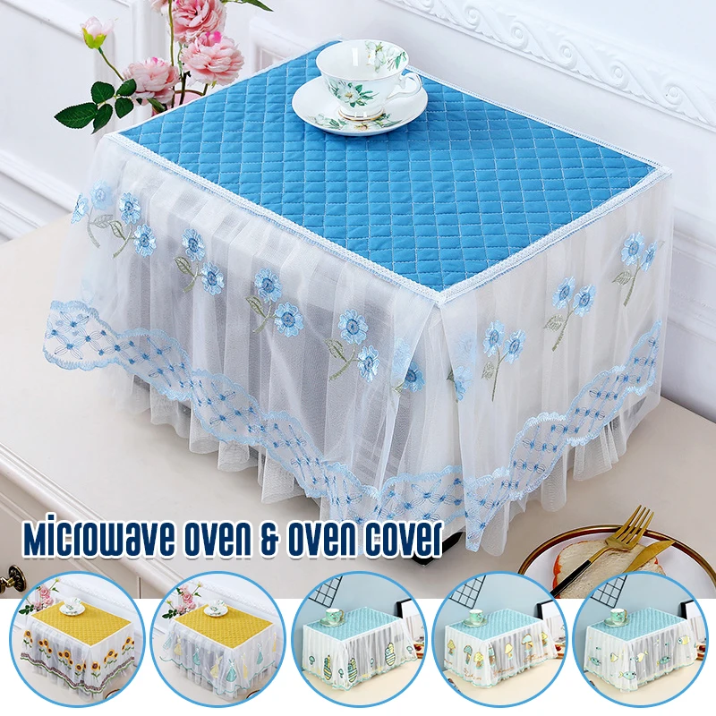 

Microwave Oven Cover Pastoral Oil Dust Proof Cover Embroidered Cute Cartoon Fish Lace Electric Oven Cloth Kitchen Supplies