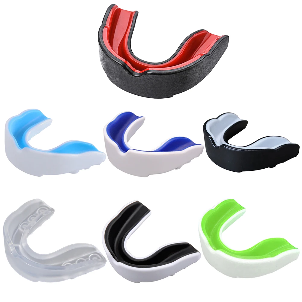 Kids Boxing Gum Shield with Storage Case Teeth Protection EVA Sports Mouth Guard Double Colored for Lacrosse Rugby Taekwondo