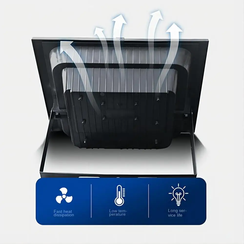 Projecteur LED Solaire Imperméable avec Télécommande, Éclairage d'Extérieur, Idéal pour une Clôture, un Jardin ou une Rue, 30-500W