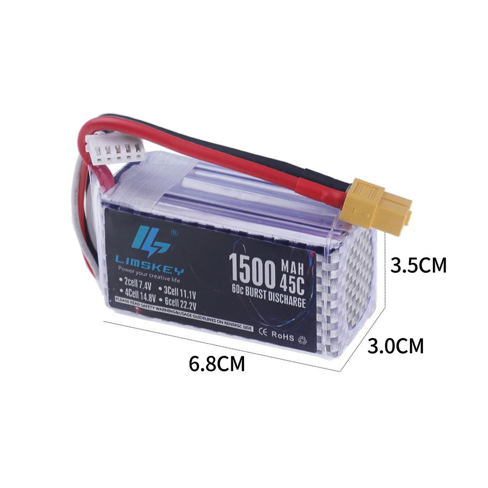 Batterie Fuchsia 4S pour Drone RC FPV, 14.8V, 1500mAh, 1800mAh, 2200mAh, 2600mAh, 3300mAh, 3000mAh, 45C, 60C, Quadcopter, Voiture de course, Deans, Count60