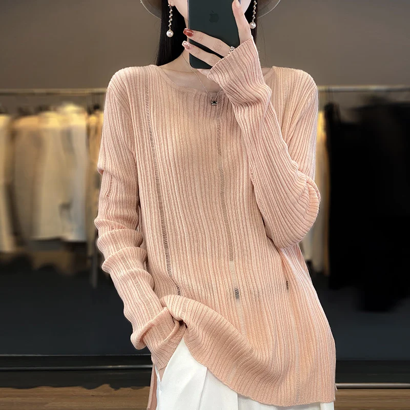 Spring and Summer Cashmere Sweater Women\'s Hollow out thin cashmere sweater Casual Knitted  Women\'s Undercoat Fashion