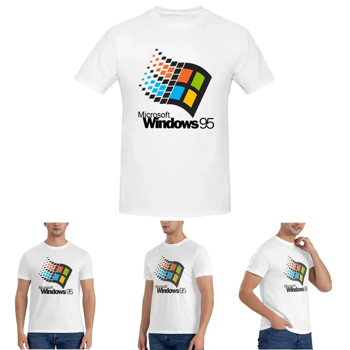 

Маленькая мужская футболка Windows 95, хлопковые футболки больших размеров, мужские летние топы с короткими рукавами и круглым вырезом, S-6XL