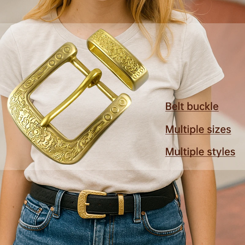 

1Set 40mm Pure Brass Men Belt Buckles Coat Windbreaker Belts Buckle Jeans Pants Waistband Pin Clasp Leather Crafts Accessories