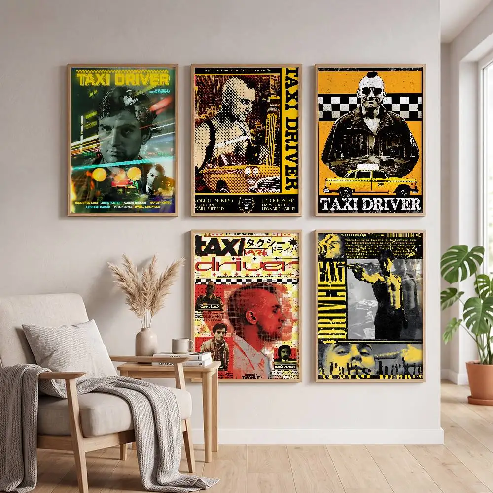 Taxi Driver Classic Anime Poster Self-adhesive Art Waterproof Paper Sticker Coffee House Bar Room Wall Decor
