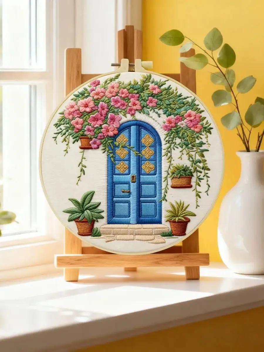 1 Stück 20X20CM/15X15CM 7,87/6,3 Zoll Türöffnungs-Stickerei-Starter-Kit DIY-Kit DIY-Stickerei-Set für Anfänger – Detail 6