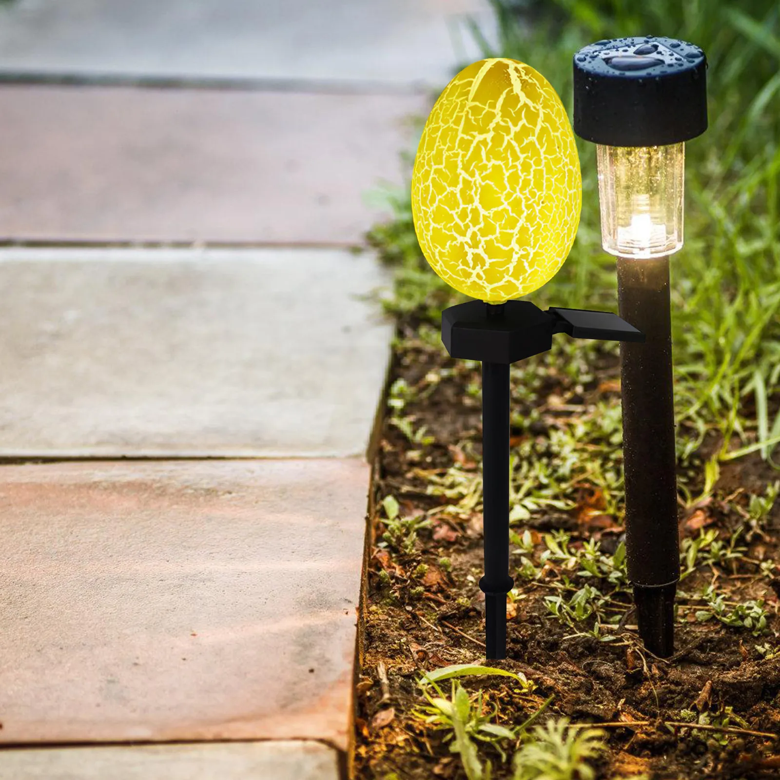 Garden Stake Light Cover Crackle Easter Egg Lampshade Outdoor Yard Solar Powered Replacement Light Cover for Pathway Patio