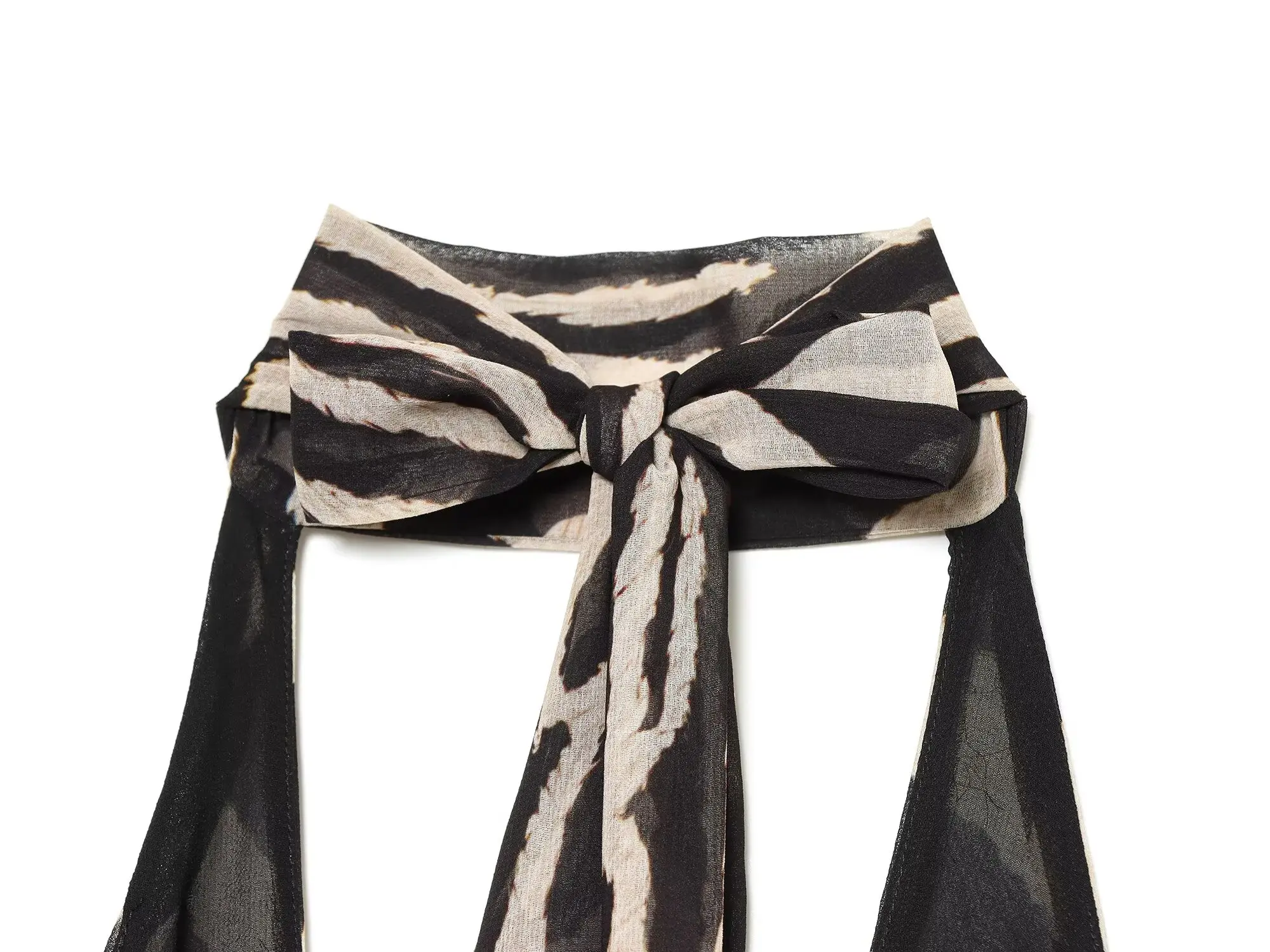 BSAY 2026 Damen Tier-Print Neckholder-Maxikleid mit Rückenband, Ärmellos, Netzstoff, Transparent, Fließendes Langes Kleid, Casual Party- und Abendkleid – Detail 7