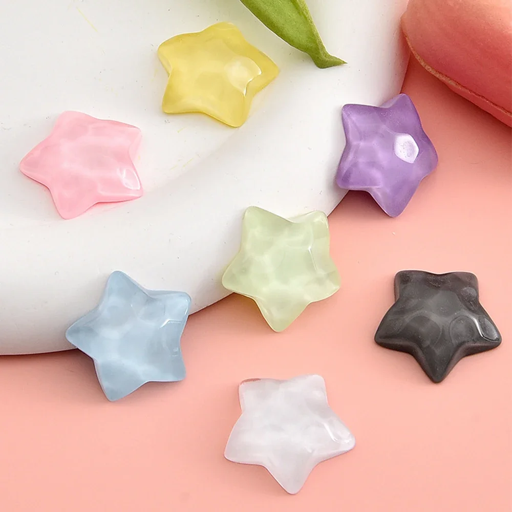 10PCS 22x22mm Five Pointed Star Miniature Flat Back Resin Cabochons For Hairpin Scrapbooking DIY Home Decor Craft Accessories