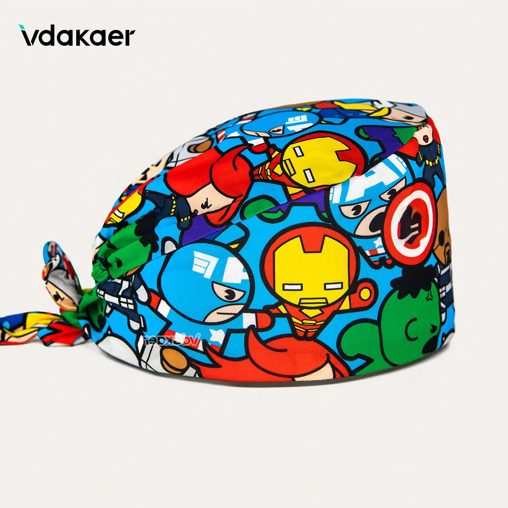 Dental Surgical cap nursing pet shop Scrub Caps Cotton Tieback czepki szorujące dla kobiet i mężczyzn apteka pielęgniarska czapka przeciwpyłowa