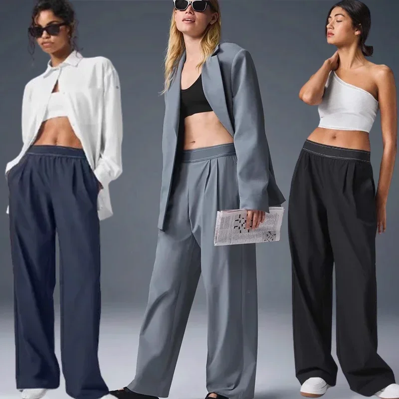 

Summer High Waisted Straight Leg Wide Leg Pants Yoga Sports Pants for Women Comfortable Breathable Outdoor Casual Yoga Pants