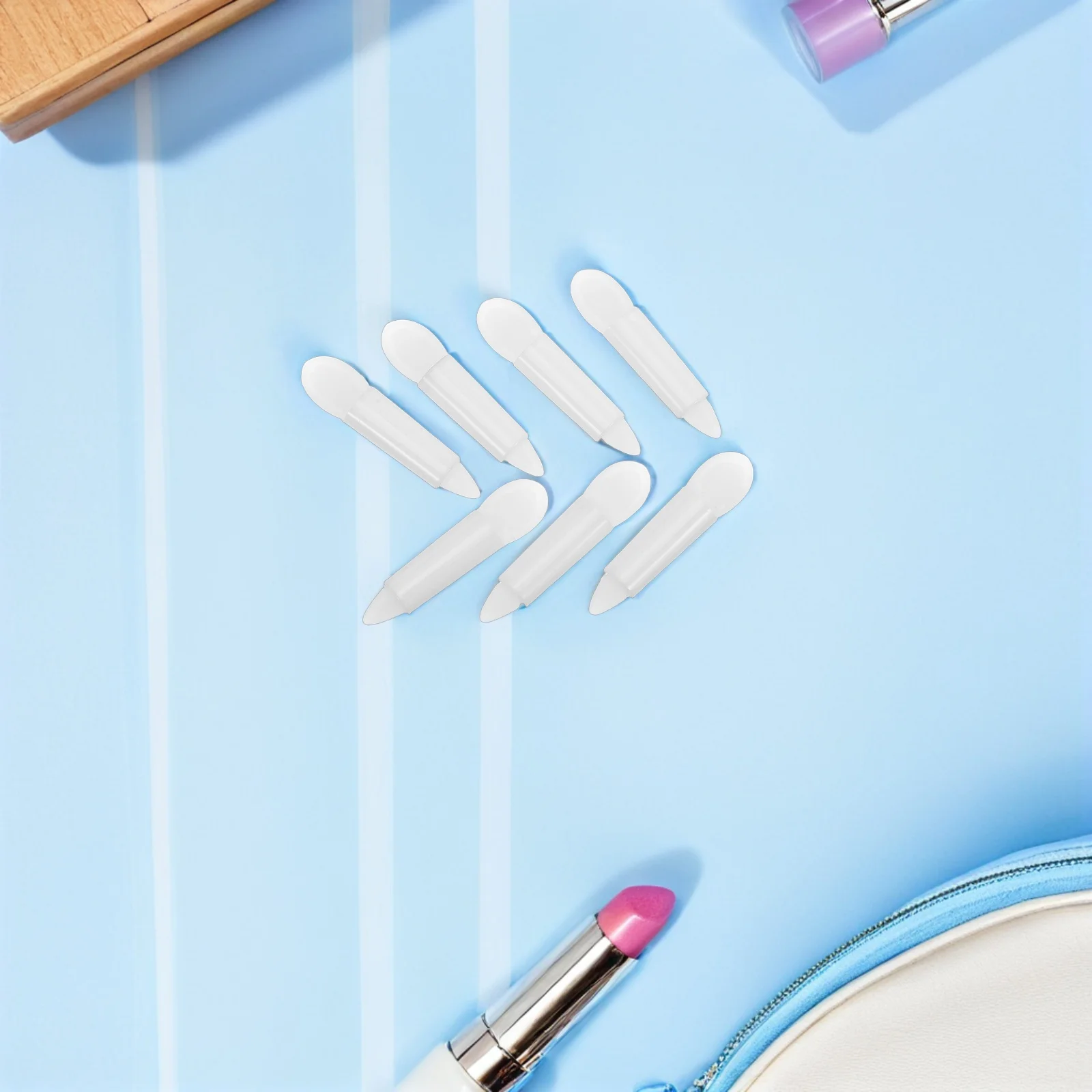 50 stuks make-up gereedschapset siliconen applicator met twee uiteinden voor lippen oogschaduw lipgloss balsem crème masker lepel draagbaar gereedschap