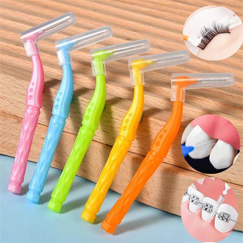 10 pçs escova interdental para ortodôntico limpo entre os dentes dental higiene oral microbrush mini escova com capa de poeira