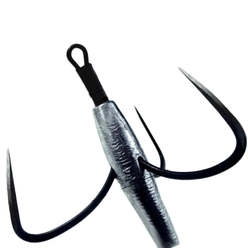 

5pcs High Carbon Steel Treble Hooks New Anti-hanging Bottom Three Anchor Hooks Blade Snagging Jig Head Fishing Hooks Freshwater