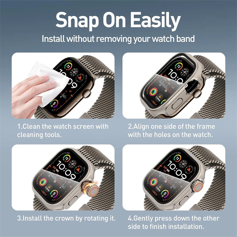 Glass+Case For Apple Watch Case 45mm 44mm 41mm 40mm 42mm 38mm Screen Protector Appearance Upgrade to Ultra iwatch 9 8 7 6 SE 5 3