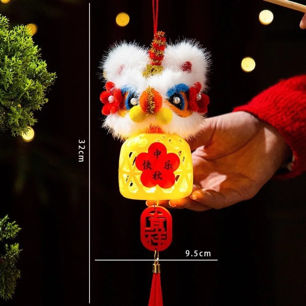 Lion Dance Theme Mid Autumn Light Lantern Ancient Style LED Light Handheld Festival Lantern Wood DIY Festival Lantern 6