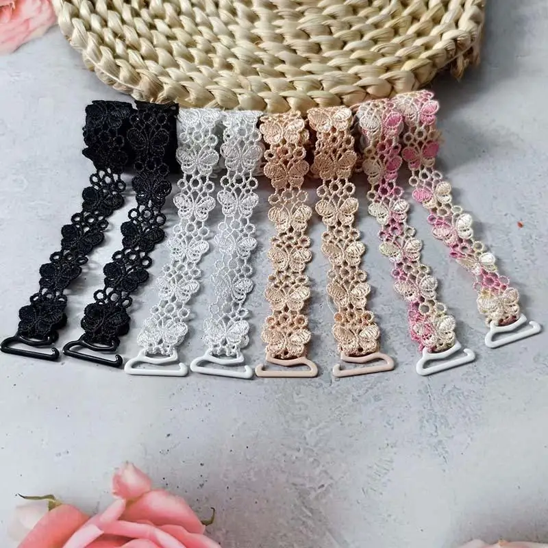 Women Fashion Embroidered Bra Shoulder Straps Hollow Out Replacement Straps Comfortable Underwear Accessory For Daily Wear 1Pair