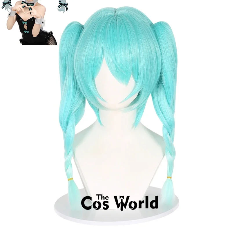 มิคุ บันนี่ส์ บันนี่เกิร์ล 45 ซม./17 นิ้ว วิกผมยาวตรงสำหรับคอสเพลย์ฮาโลวีน วิกผมสังเคราะห์ + หมวกคลุมผม