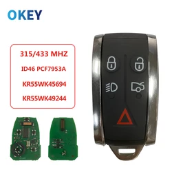 Okey Remote Control Car Key For Jaguar XF XF XFR XK XKR 2009-2013 315/433MHZ ID46 7945 Chip FCC: KR55WK49244 Keyless Entry