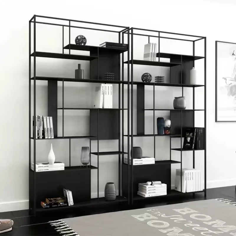 Wrought iron Internet celebrity bookshelf shelf living room floor partition simple office multi-layer porch storage bookcase